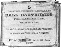 1 inch Gatling cartridges by the Frankford Arsenal